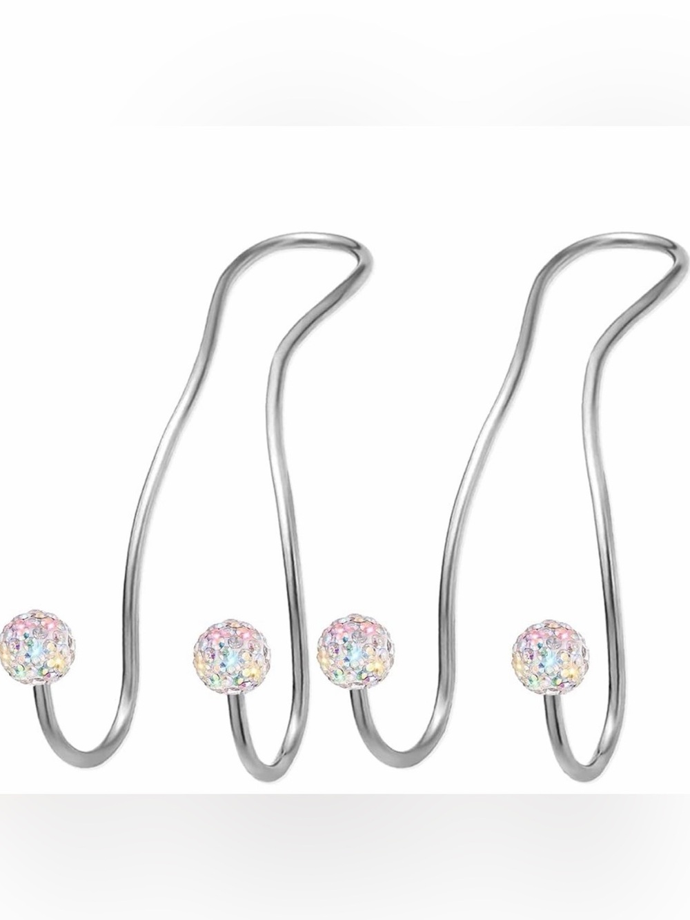 Silver Car Hooks with Multicolor Crystal Ball Ends